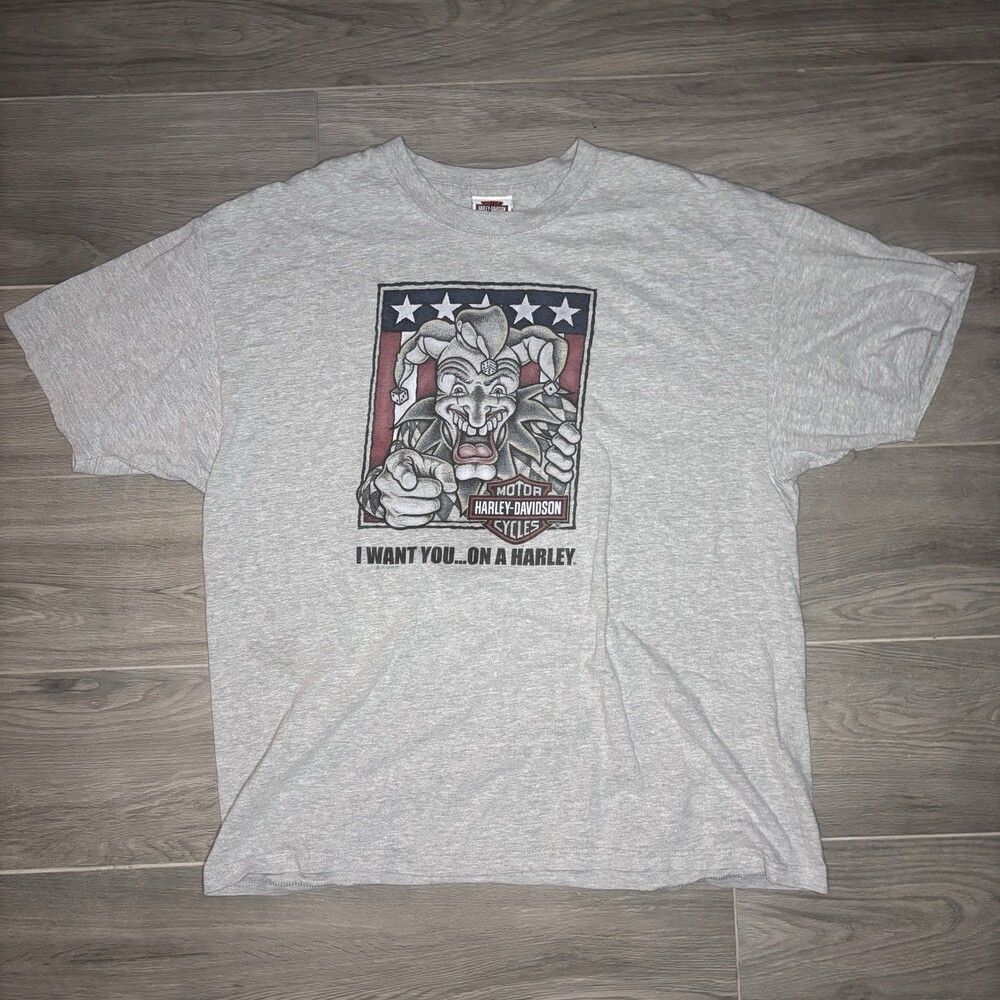 Harley Davidson T Shirt Size 2XL Gray Vintage Joker Y2K Orlando FL Motorcycles
